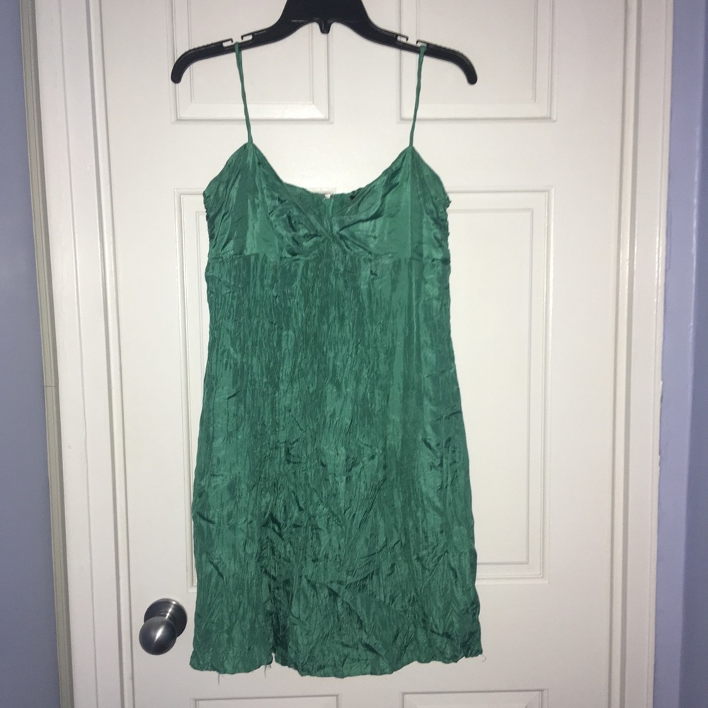 Ann Taylor Aqua green silk spaghetti strap dress